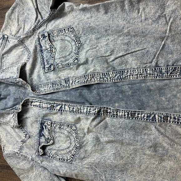 True Religion Light Blue Denim Casual Shirt - Picture 3 of 8